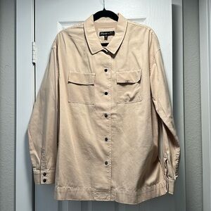 [L] Elizabeth & James Men’s Utility Shirt Jacket Cotton W/ Silk Trim Pockets